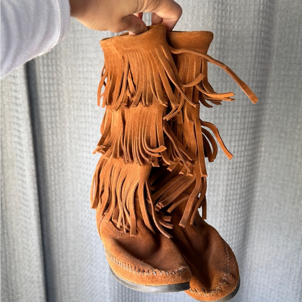 Fringe Minnetonka Moccasin Mid-Calf Boots